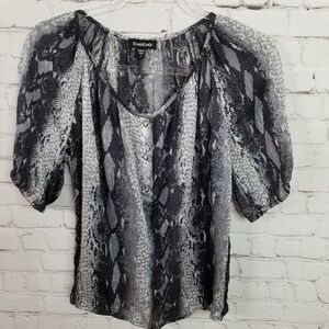 Bebe 100% silk Snake skin print Blouse size Small
